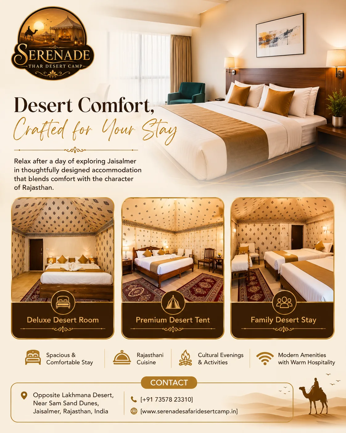 Serenade Safari Desert Camp accommodation near Sam Sand Dunes